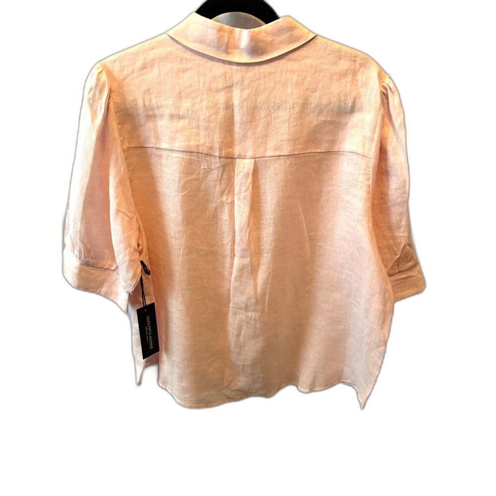 Saks Fifth Avenue Pale Pink Button-Front Linen Blouse - Picture 4 of 4